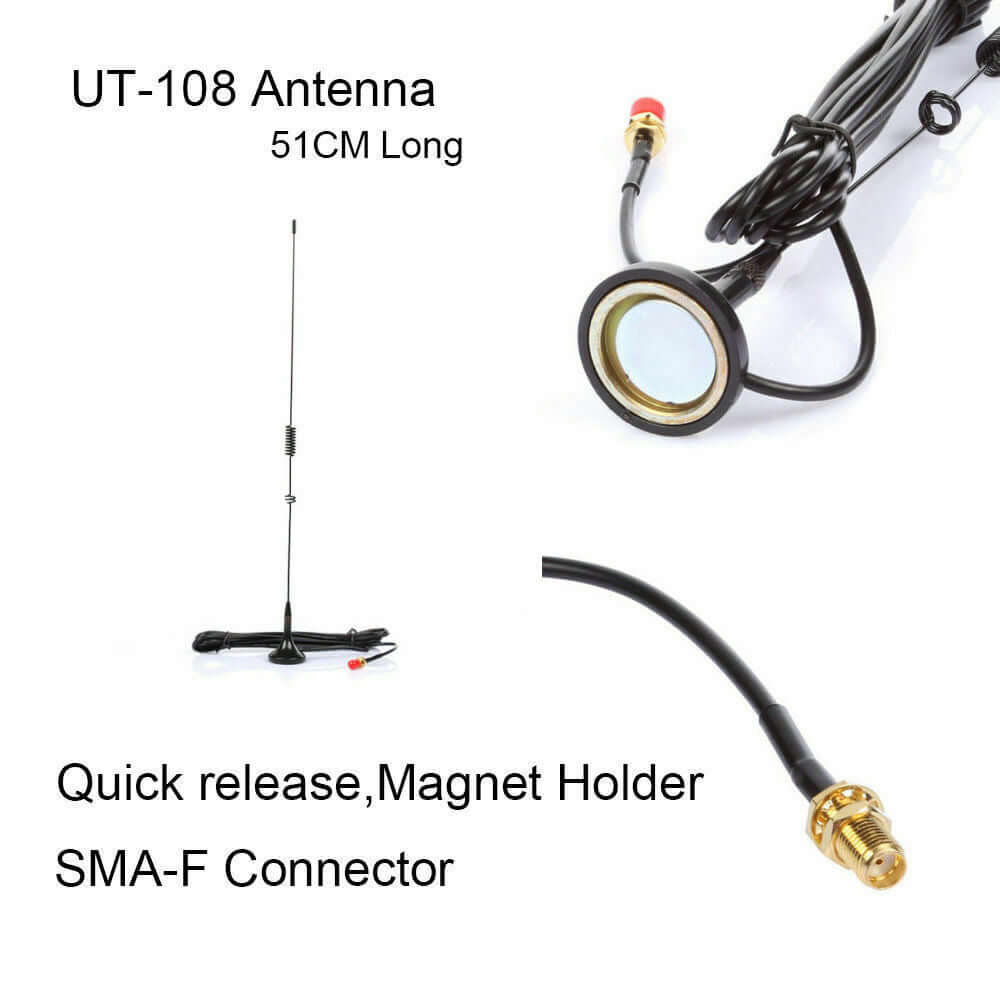 Rugby Radios UK Nagoya £6 UK UT102 Nagoya 3db Gain 1/4 wave Dual frequency Antenna amateur transceivers 1. Type: Nagoya UT-102UV Antenna2. Length: RG-174 300mm3. Frequency: 144/430 MHz4. Gain: 3.00dB5. Diameter of magnetic connector : 31mm6. Connector: SNA-M7. The VSWR is less than 1.58. Impedance?50 ohms9. Cable: RG-174 Compatible With Radio Models:Kenwood TK100 TK200Icom IC-V8 IC-V82 IC-U82 etc. Package included:1Pcs
