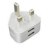 Rugby Radios UK RUGBYRADIOS £3.9 Fast Dual 2 Port USB Charger 3 Pin UK Mains Wall Plug Adapter UK Dual USB Output. Input Voltage: 100V - 240V AC 50/60 Hz 0.3A Output Voltage: 2 x Max DC 5V 2.1A Short circuit protection. Switching voltage. High charging efficiency.