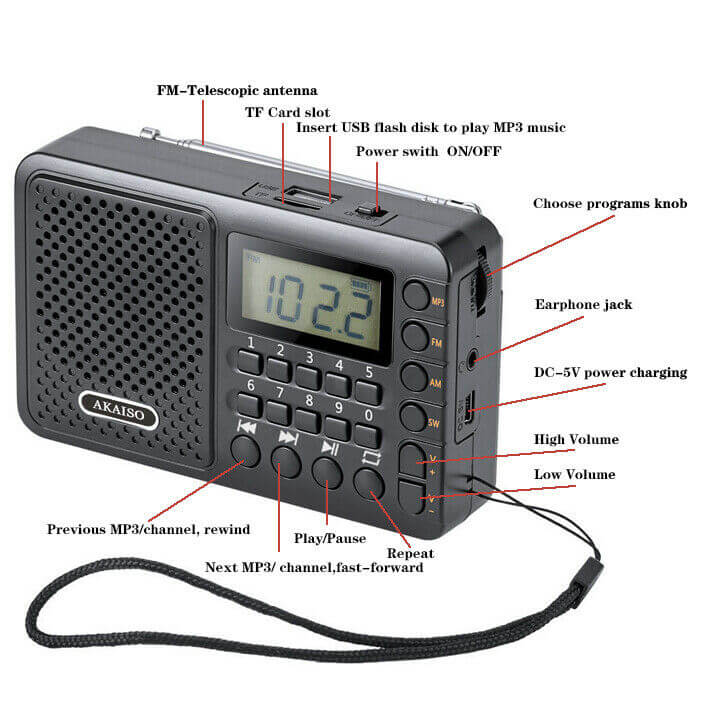 T-6621 Digital AM/FM/SW MP3 Portable Rechargeable Radio + charger