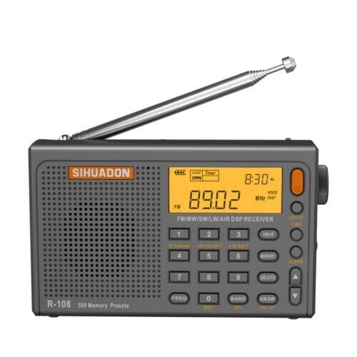 SIHUADON XTDATA R-108 Portable Radio FM LW Shortwave MW Airband Receiver