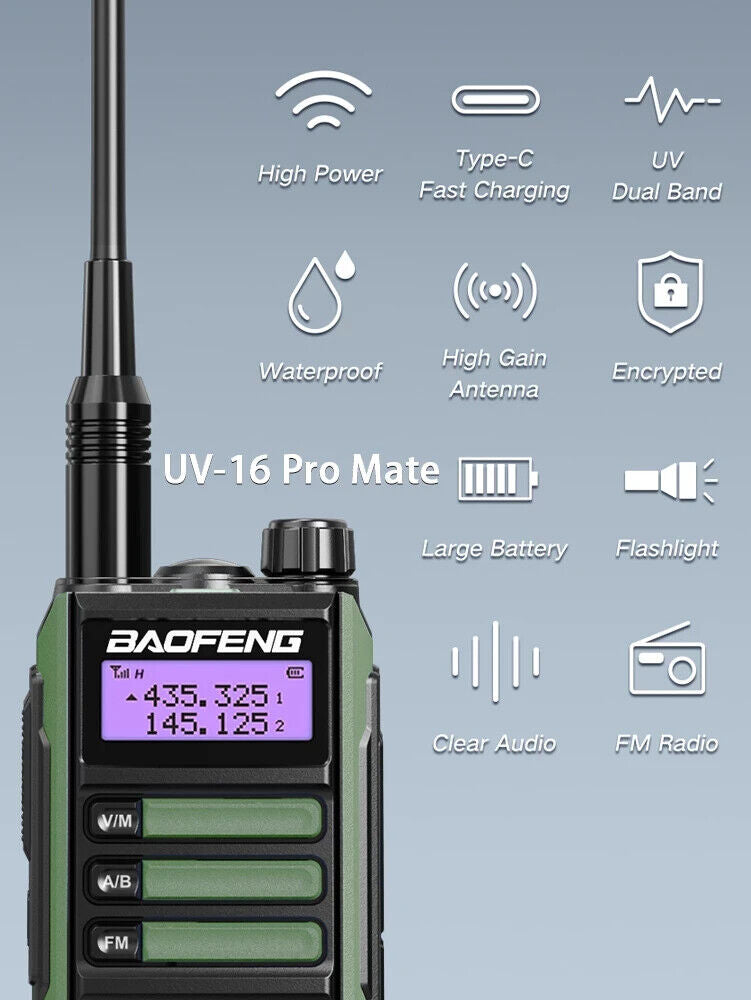 BaoFeng UV-16 Pro IP68 (WaterProof) 128CH VHF/UHF FM CTCSS/DCS Amateur Radio