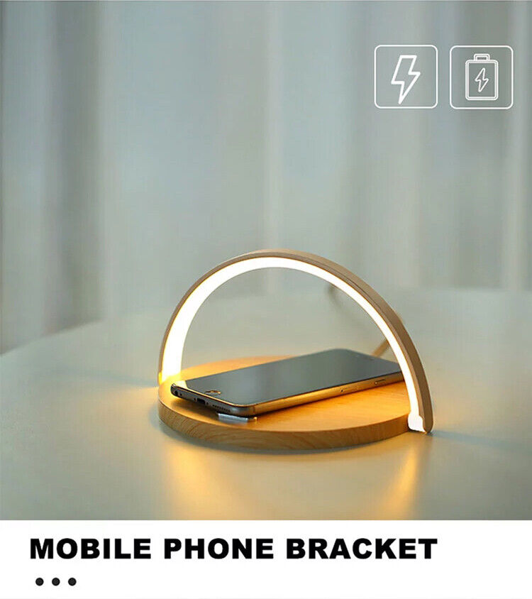 LED Desk Lamp With Fast Wireless Charger USB  Rechargeable Table Bedside Light