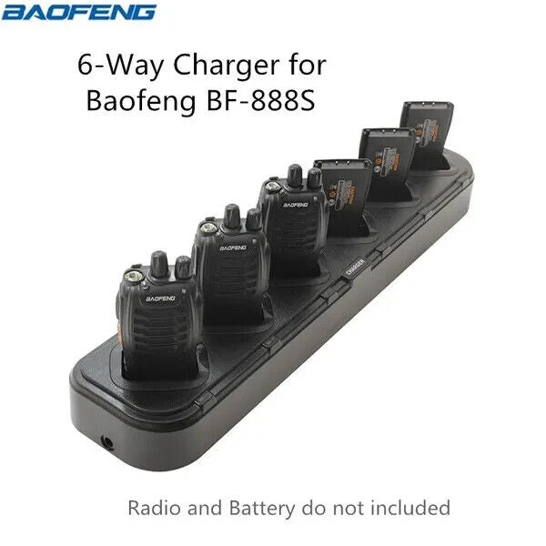 UK Stock - 6 Way Long Rapid Charger for Baofeng 888s/e/a Series Radios - UK Plug