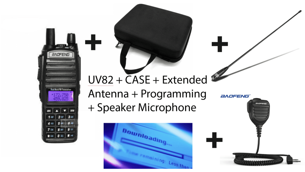 Rugby Radios UK Baofeng £39 UV-82 Dual Band VHF/UHF Two-Way Radio- FREE Case, Programming, Antenna, Mic BAOFENG UV-82 Dual Band Handheld Transceiver Radio Walkie TalkieThis offer is the radio with free Soft Case, Free 771type 1/4Wave 3.2db Antenna, Free Programming 128 channels, with PMR446, Marine band, LPD433, Business Simple Light Frequencies, UK Repeaters, free standard speaker microphone, or optional waterproof microphone.The latest radio to come from Baofeng! This radio has upped the bar on ham radio