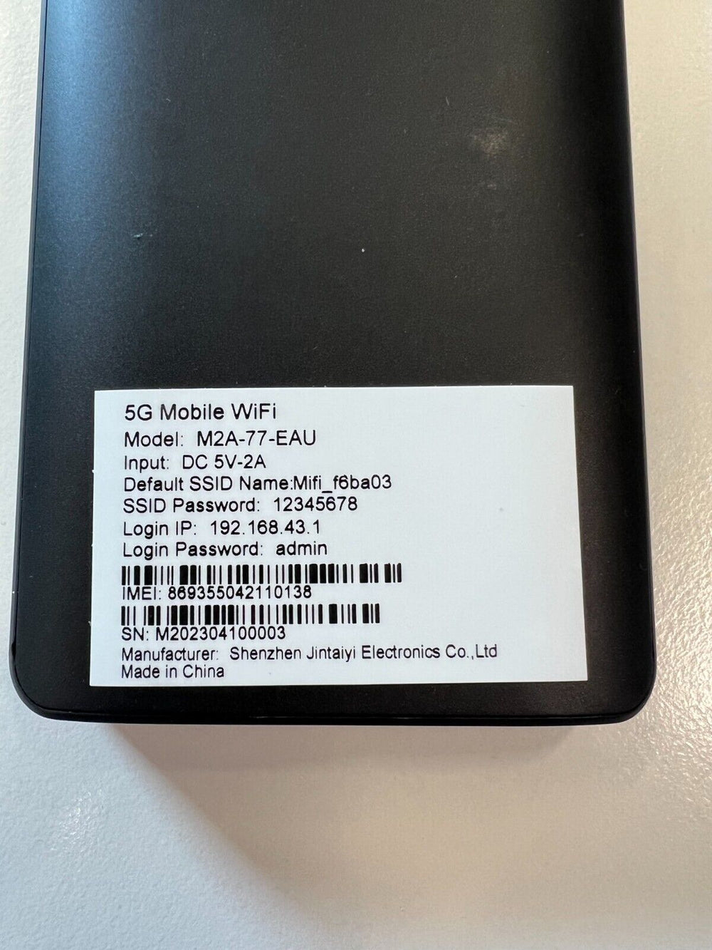 5G mobile Wi-Fi device UK with model M2A-77-EAU for high-speed internet connectivity