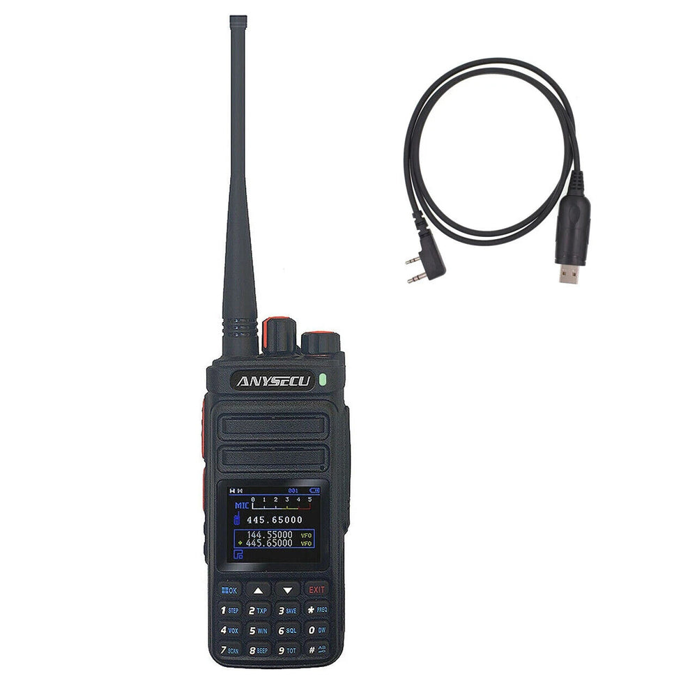 AnySecu UV-F9 Airband 2-way radio with antenna and USB programming cable for reliable communication