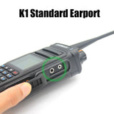 AnySecu UVF9 Plus walkie talkie showing K1 standard earport for clear audio communication