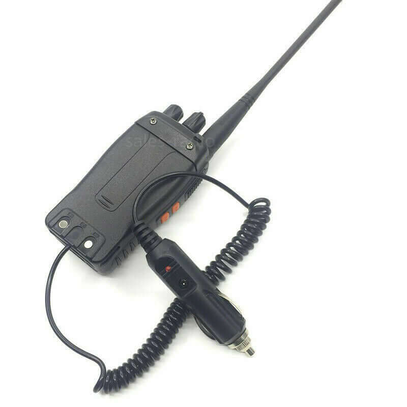 Unbranded BaoFeng BF-888S battery eliminator with coiled power cord and car charger plug for radio communication