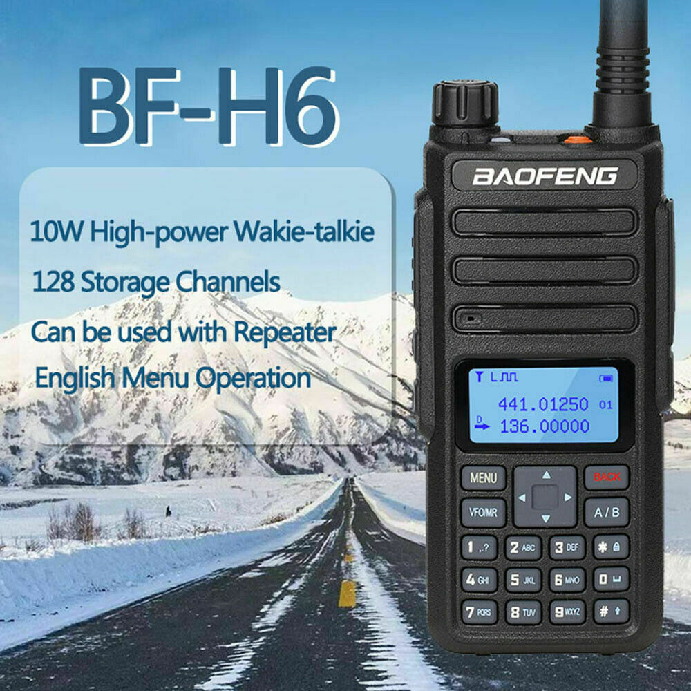 Baofeng BF-H6 VHF UHF radio with 10W power and 128 channels for clear communication