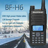 Baofeng BF-H6 VHF UHF radio with 10W power and 128 channels for clear communication