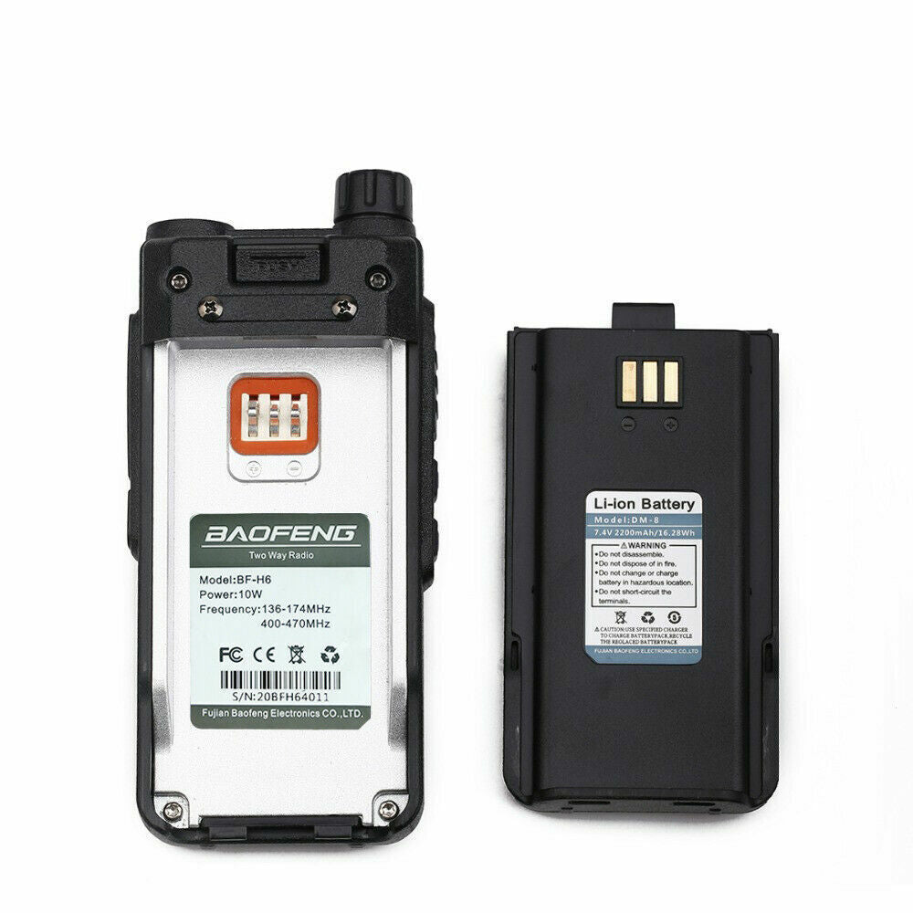 Baofeng BF-H6 VHF UHF radio with removable battery and compact design for amateur radio communication