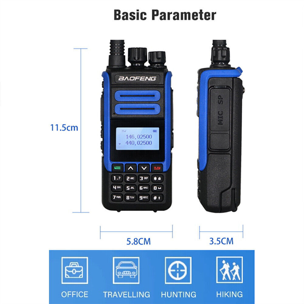 Baofeng BF-H7 dual band radio with clear display and compact design for office, travelling, hunting, and hiking