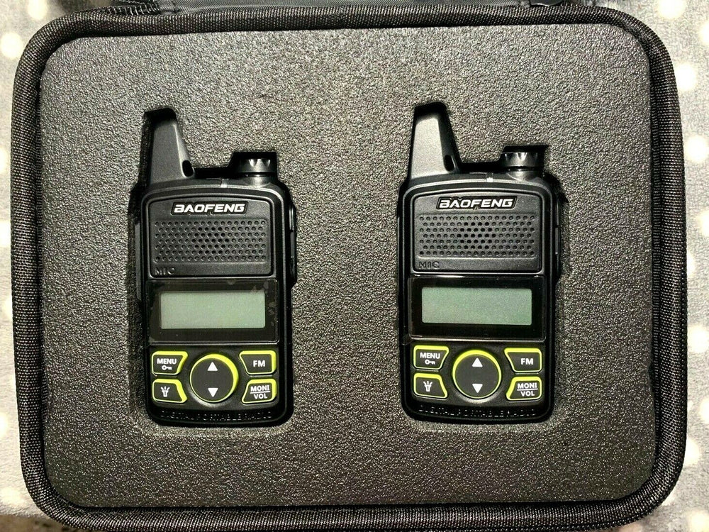 Baofeng BF-T1 carrying case UK with two radios securely fitted in custom foam padding
