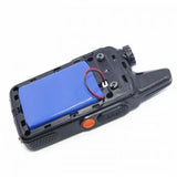 Baofeng walkie talkie showing the original Baofeng BF-T1 battery installed inside the device
