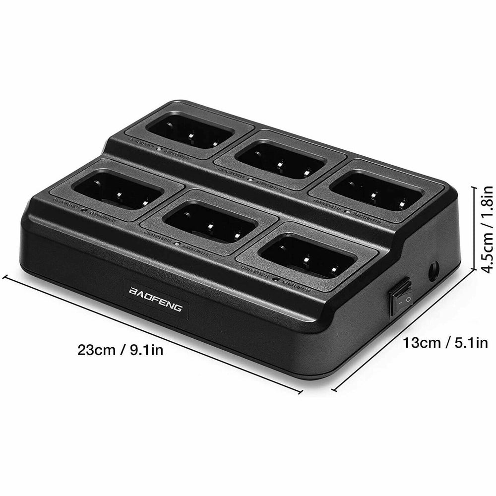 Six-way charger for Baofeng T99 Plus with six slots for efficient charging