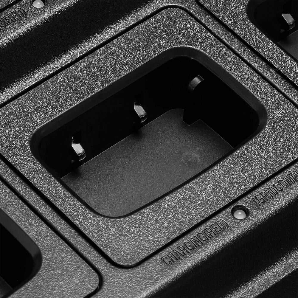 Close-up image of six-way charger for Baofeng T99 Plus with multiple charging slots