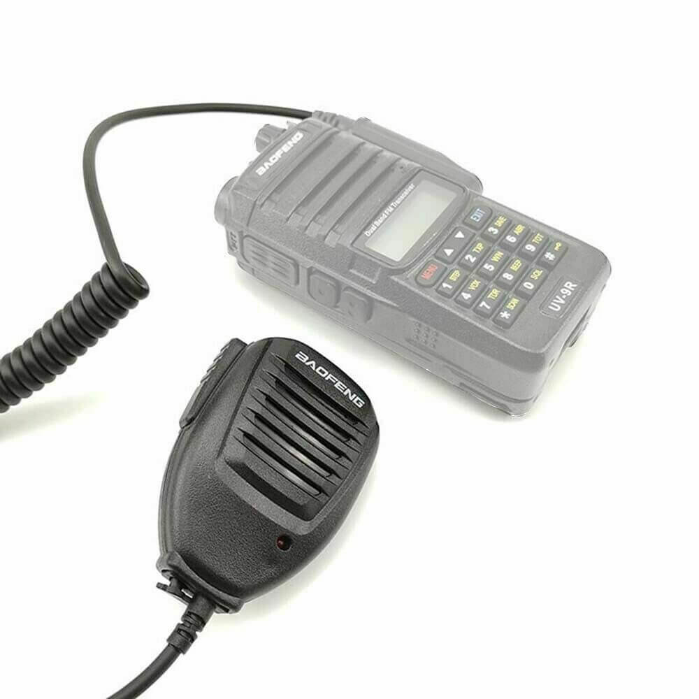 Baofeng speaker mic for UV-9R with coiled cable for clear communication and easy access
