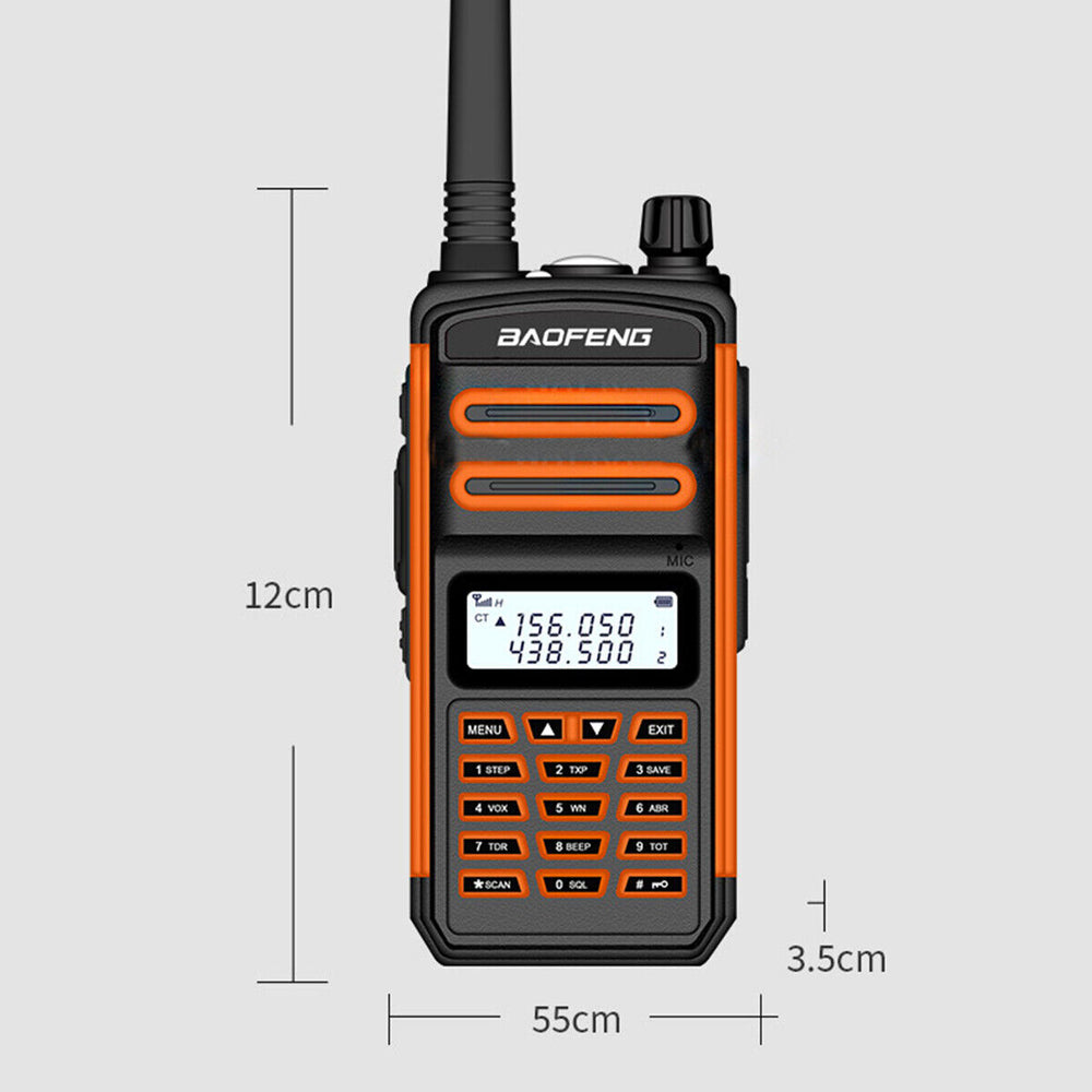 Baofeng TR-988UV triband radio with a digital display and multiple function buttons for reliable communication