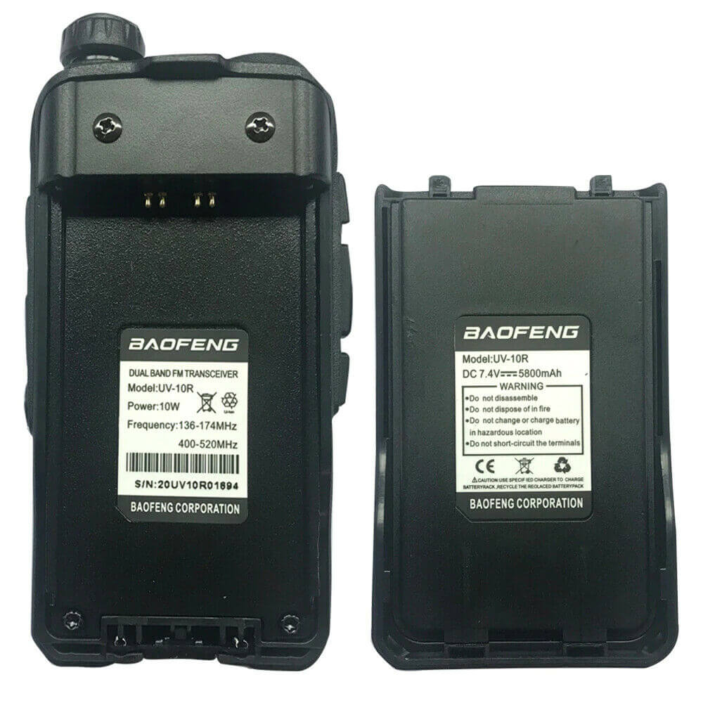 Baofeng UV-10R, 10R Plus, S9 replacement battery with specifications for efficient radio communication