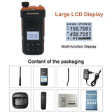 BaoFeng UV-11 walkie talkie featuring a large LCD display and multi-function controls for effective communication