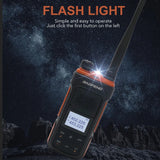 BaoFeng UV-11 walkie talkie featuring a built-in flashlight and easy-to-use controls for clear communication
