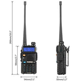 Baofeng UV-5R dual band radio with LCD display and long antenna, ideal for reliable communication