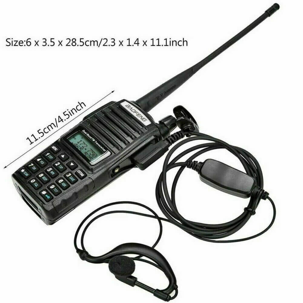Baofeng UV-82 dual band radio with antenna and earpiece for clear communication in ham radio activities
