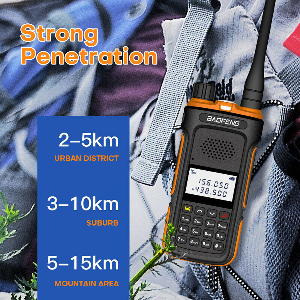 Baofeng UV10 two-way radio UK with strong penetration for urban, suburban, and mountain communication