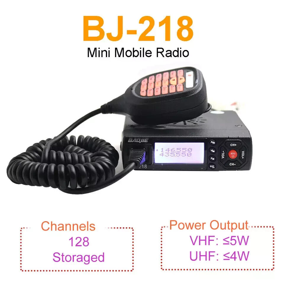 Baojie BJ-218 mobile radio UK with 128 channels and 5W power output for reliable communication