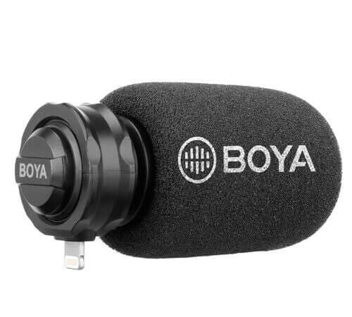 BOYA BY-DM200 microphone for iPhone with foam windscreen for improved audio clarity