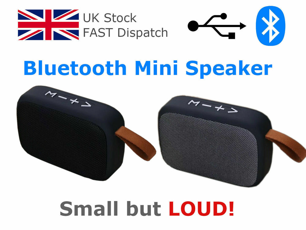 Cloth covered Bluetooth speaker in compact design with a loud sound and convenient carrying strap