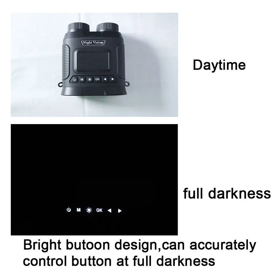 Unbranded digital night vision monocular with bright button design for use in full darkness