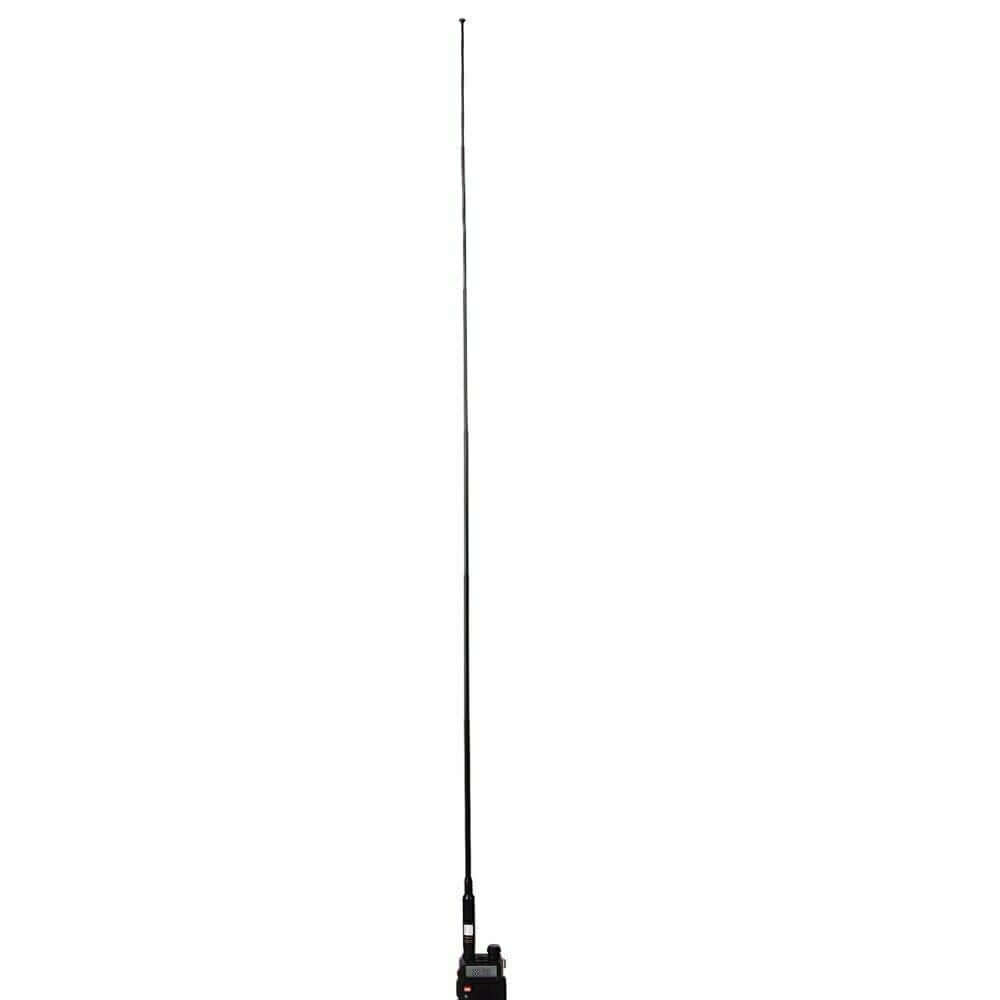 Nagoya dual band telescopic antenna UK mounted on a portable radio for enhanced communication