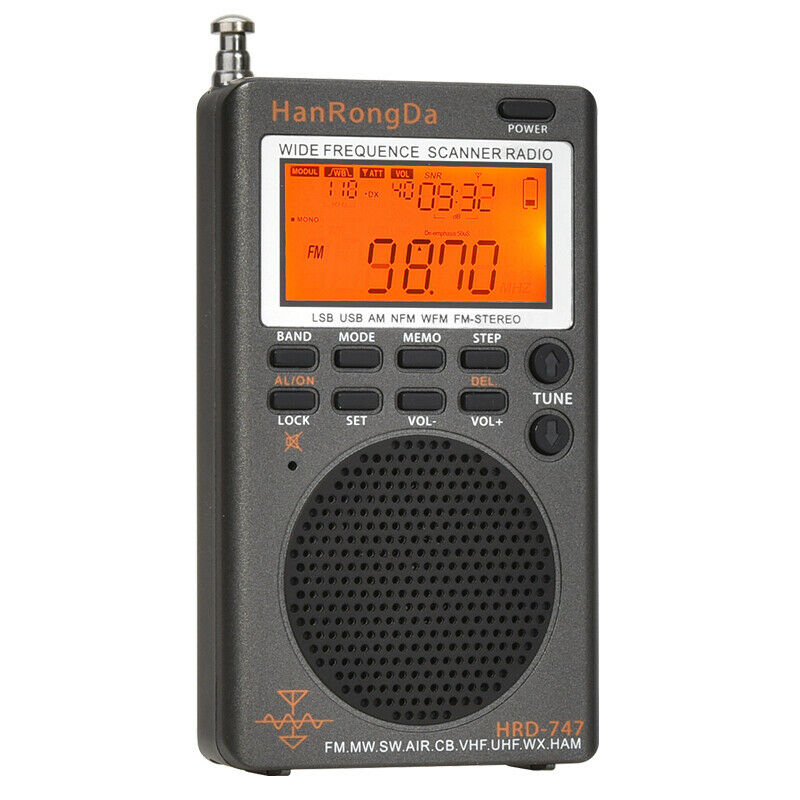 HanRongDa portable UHF VHF radio receiver with digital display for clear sound and easy tuning