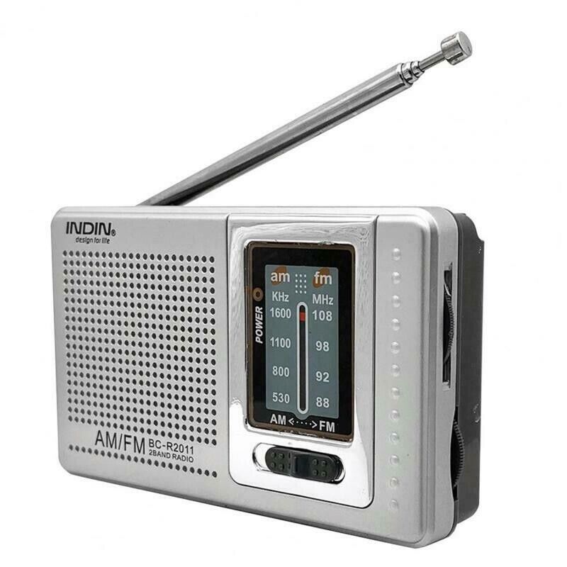 Indin portable pocket radio UK with AM/FM tuning and extendable antenna for easy listening