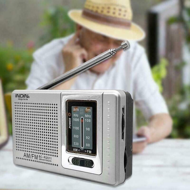 Indin portable pocket radio UK with an extendable antenna and clear digital display for easy tuning