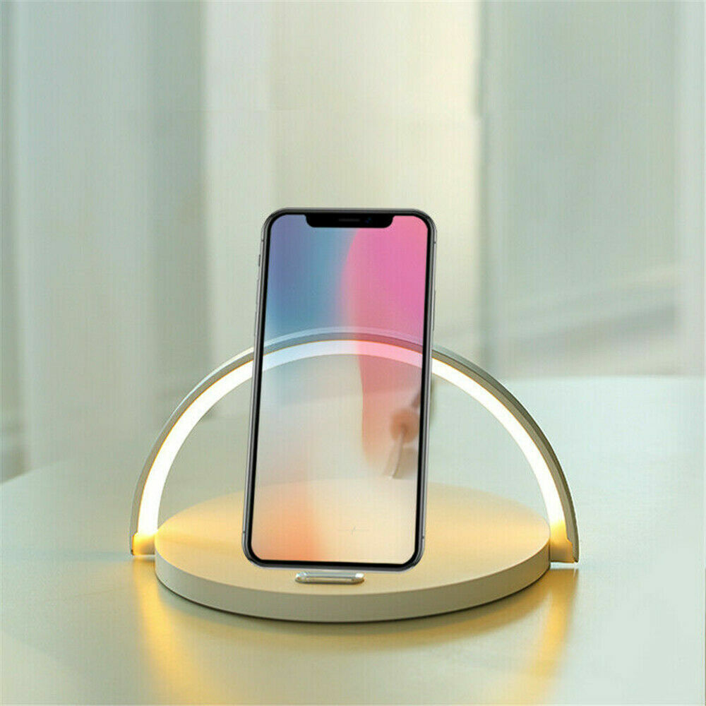 LED desk lamp with wireless charger featuring a sleek design and modern illumination for convenient phone charging