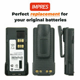 IMPRES Motorola NNTN4409AR replacement battery with durable casing and clip for secure attachment