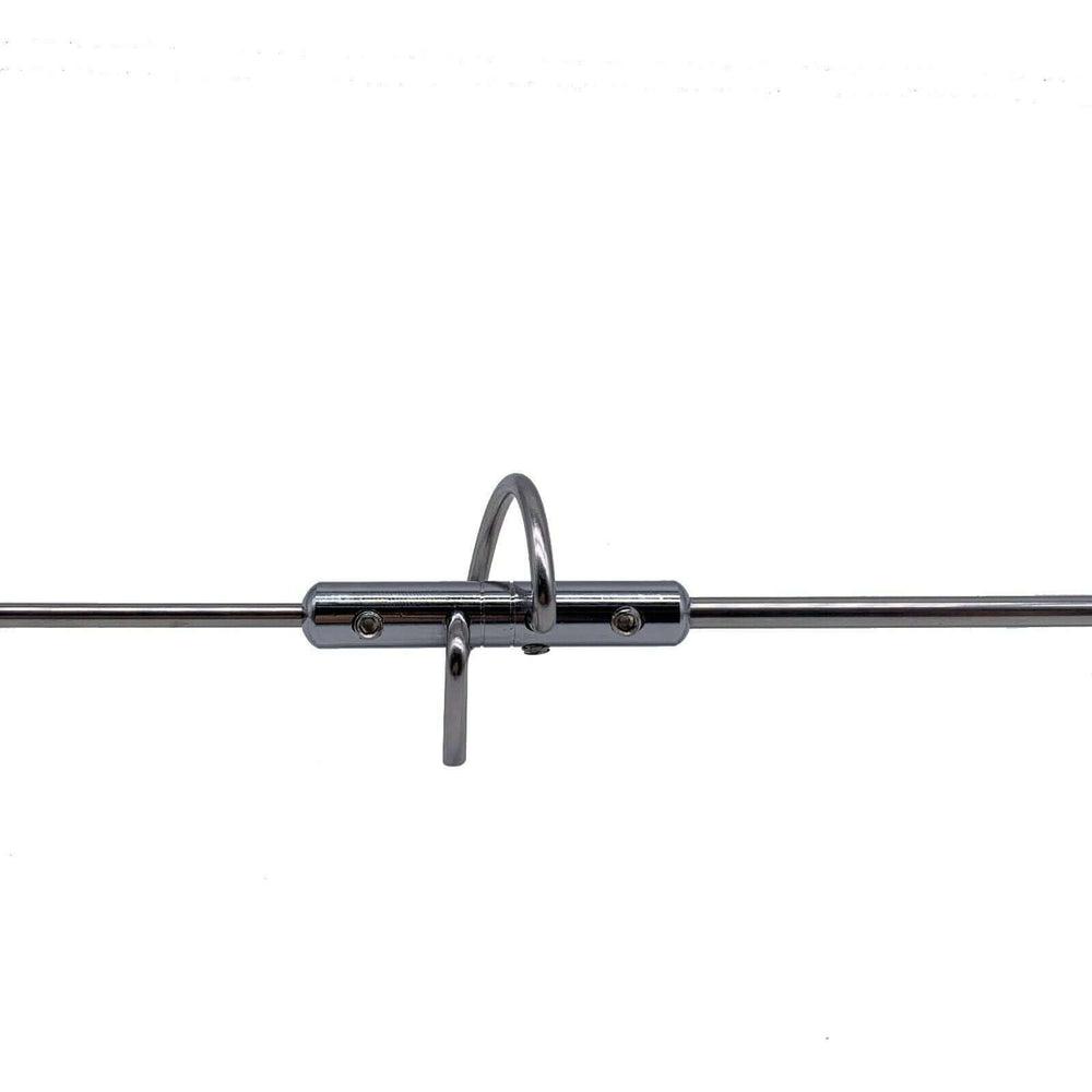 Close-up of Nagoya NL-770S 3db gain antenna metal connector and mounting hardware in chrome finish