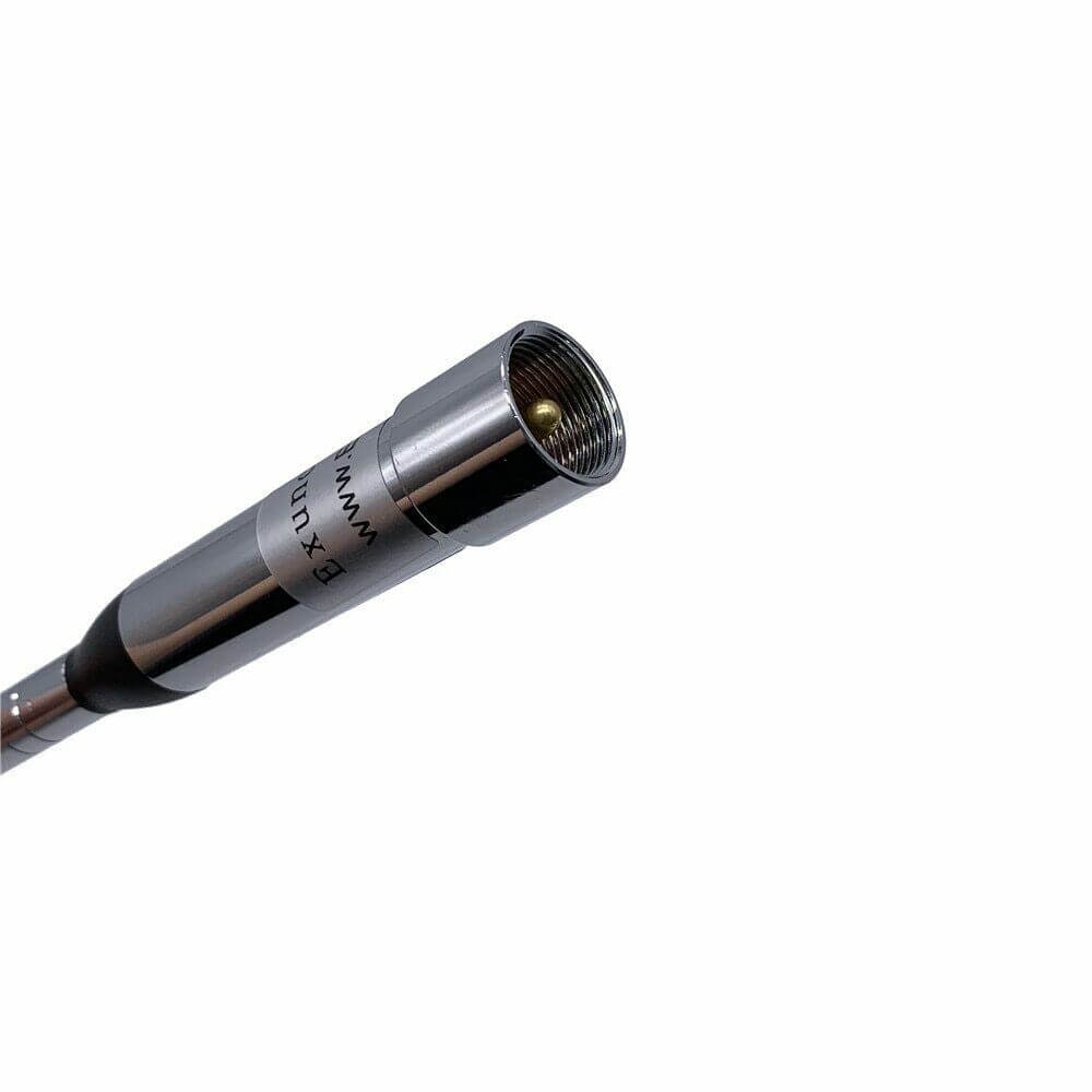 Nagoya NL-770S 3db gain antenna close-up showing metal connector and design details
