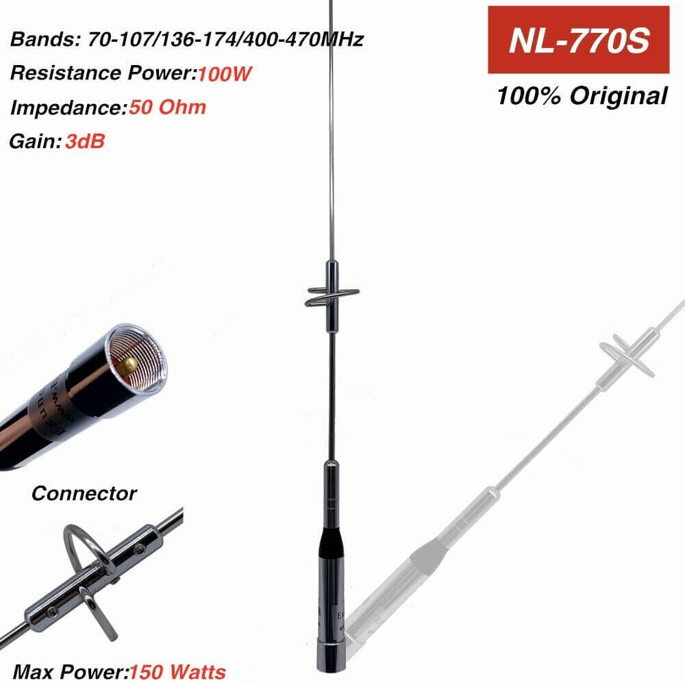 Nagoya NL-770S 3db gain antenna for ham radio with 100 watt resistance power and 50 ohm impedance
