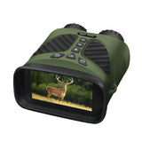 Unbranded night vision monocular UK with display showing a deer in a field for wildlife observation
