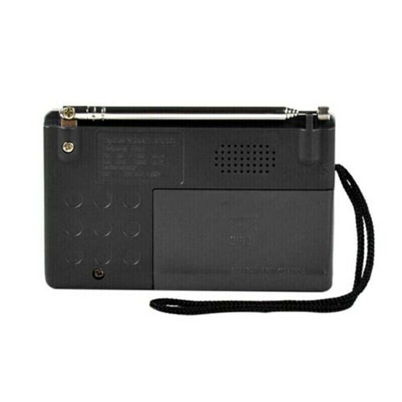 Indin portable AM FM radio with a sleek design and an attached wrist strap for easy carrying