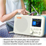 UK DAB digital radio rechargeable with Bluetooth and Micro-SD support for versatile audio playback