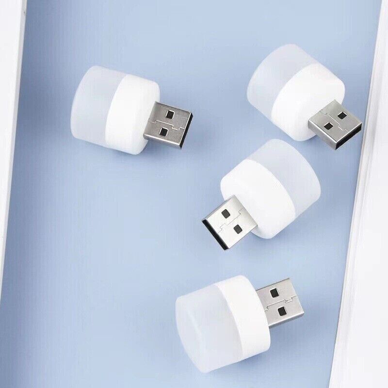 USB LED mini night light set in white, perfect for stylish, portable evening illumination