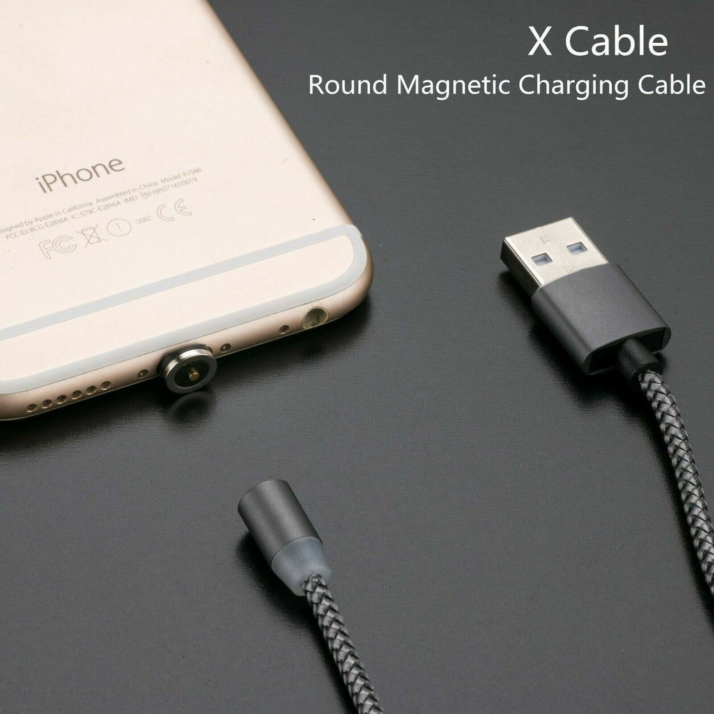 3 in 1 magnetic charging cable UK with round design, compatible with various mobile devices